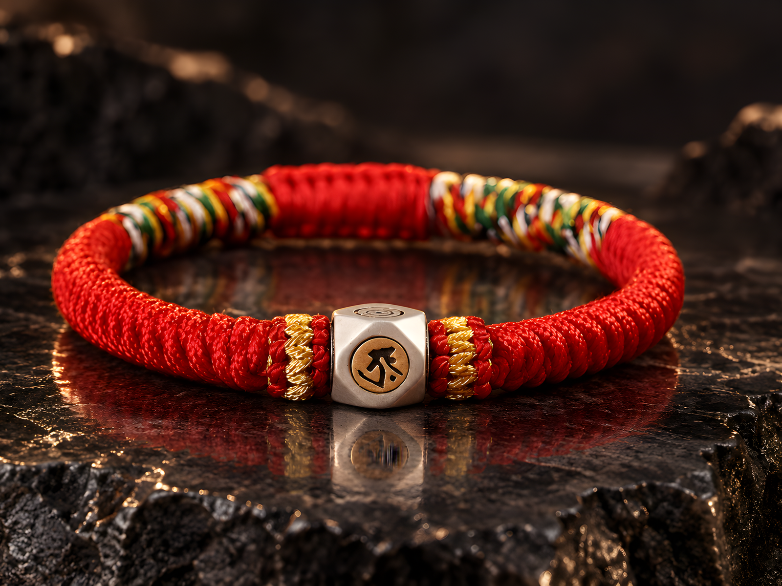 Nine-fold vajra knot tied by hand